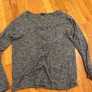 Papermoon Blue Tie Front Relaxed Sweatshirt